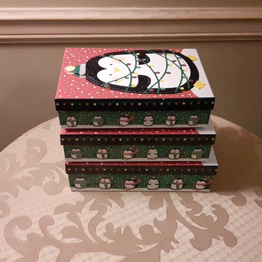 Penguin Set of 3 Nesting Gift Boxes